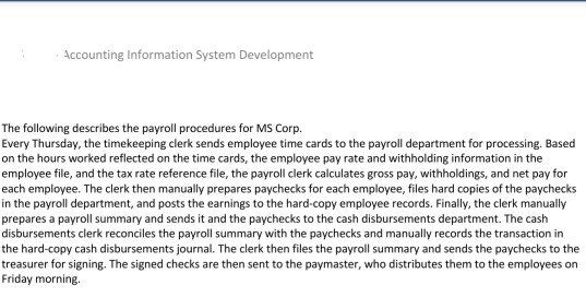 Subject : Accounting Information Systems Development Required: 1. Identify tables and attributes