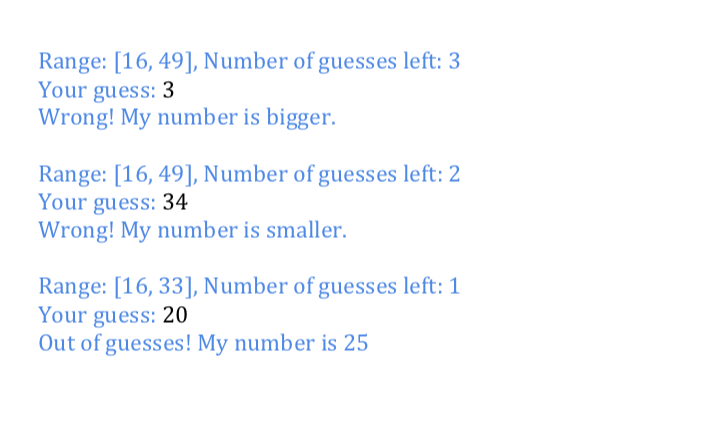 Implement a number guessing game. The program should randomly choose ain integer