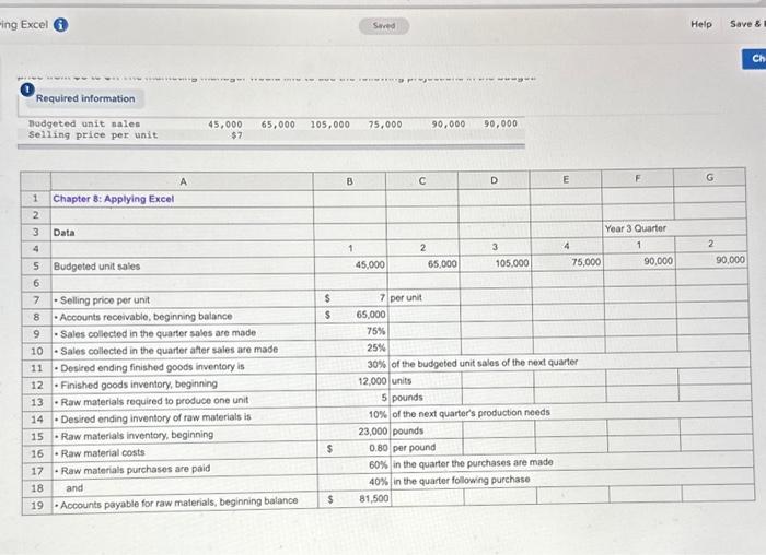 example, in celi 826 enter the formula =85. Required: 1. Check your