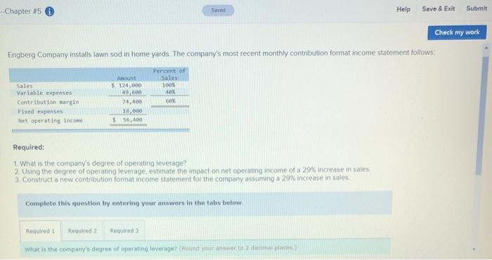  Chapter #5 Seved Help Save & Exit Submit Check my work