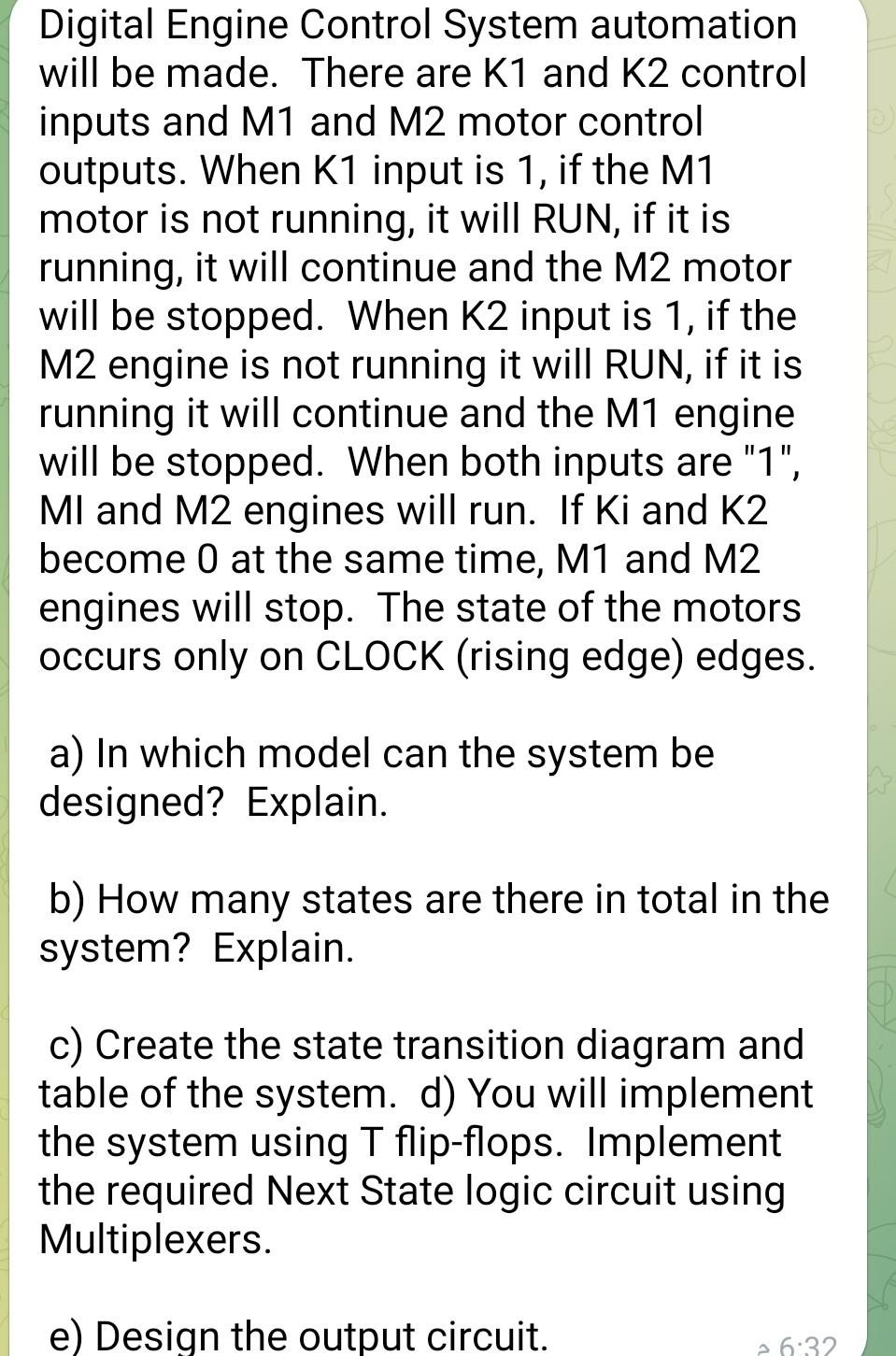  Digital Engine Control System automation will be made. There are K1
