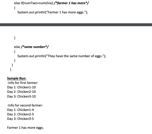 program Submit a program called: Chicken.java The following program compares the total