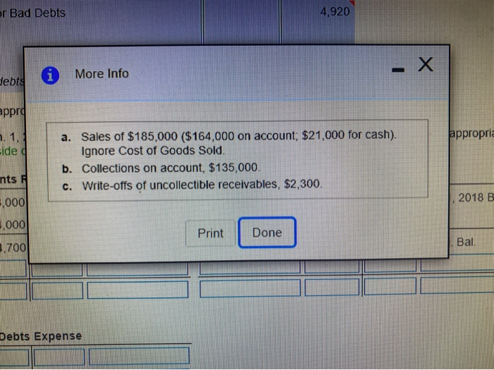 Jan 1, 2018 balance for the Bad Debt Expense account then post