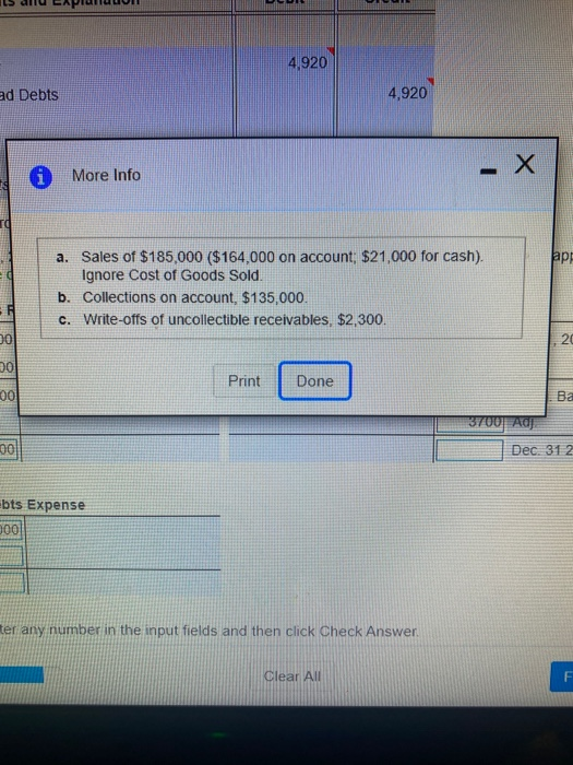 Bad Debts Jan. 1. 2018 Bal. Write-offs 2,300 3,000 Jan 1, 2018