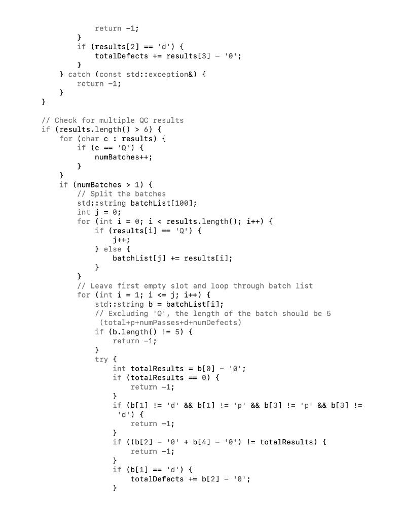its parameter is a well-formed test result string described above or false