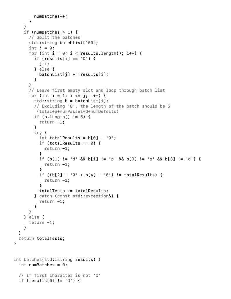 string, this function should return the total number of pass test results