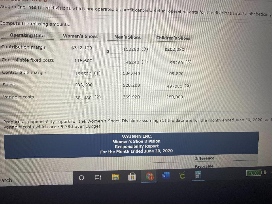 Division assuming (1) the data are for the month ended June 30,