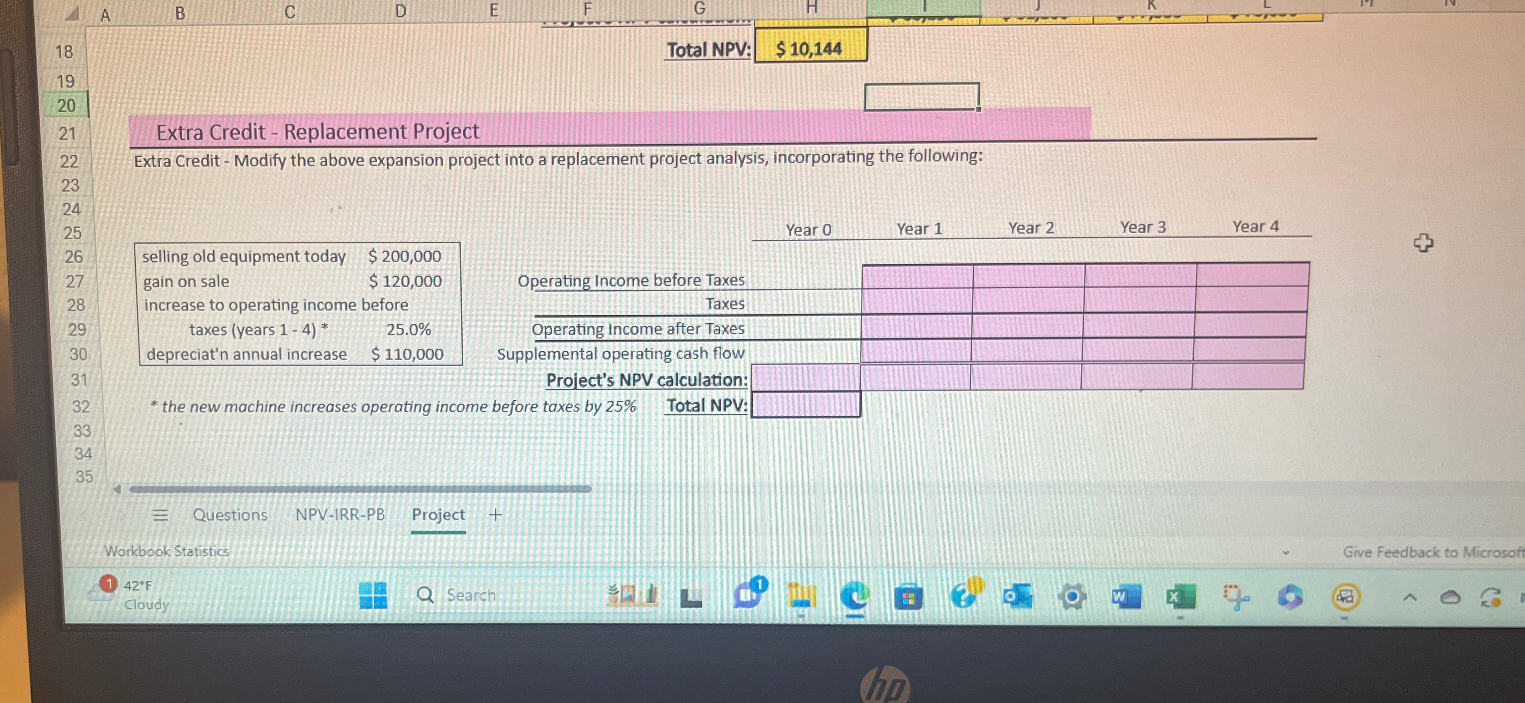  Extra Credit - Replacement Project Extra Credit - Modify the above