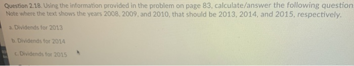  Question 2.18. Using the information provided in the problem on page