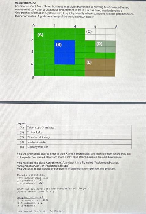 in JAVA only Assignment3.A: Cretaceous Park Mop: Noted business man John Hammond