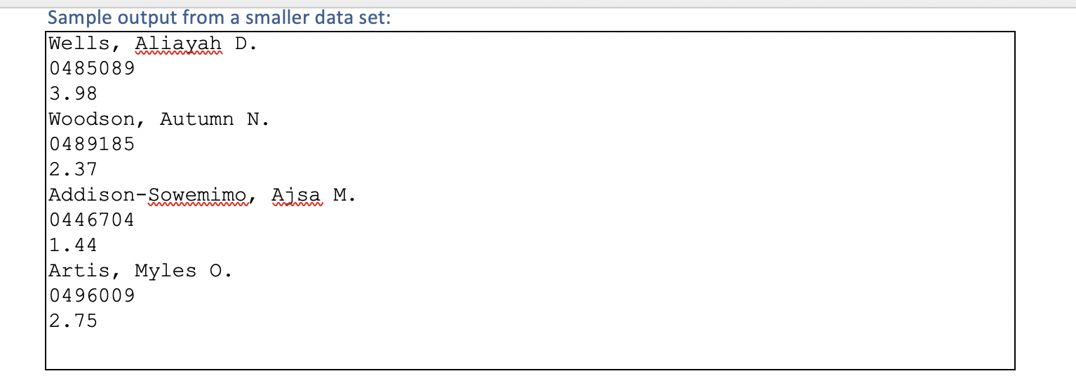 thank you so much! a) Read the student information from a file
