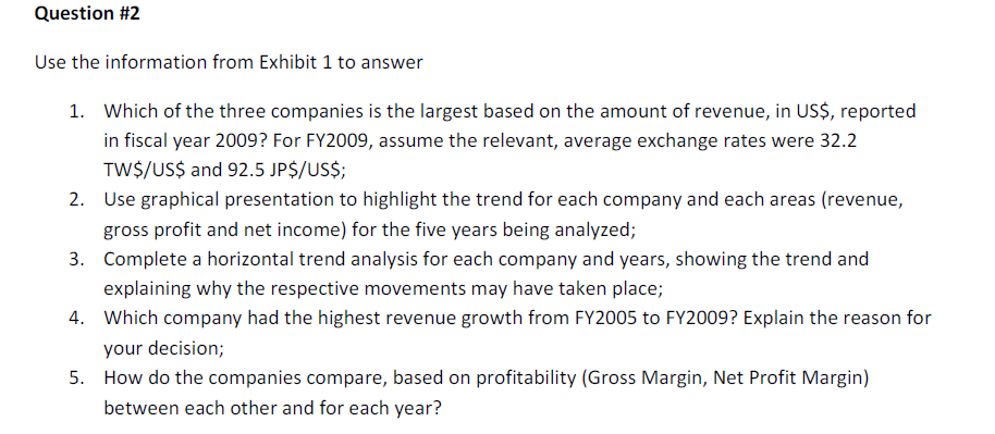 Please answer all questions accurately. Question #2 Use the information from Exhibit