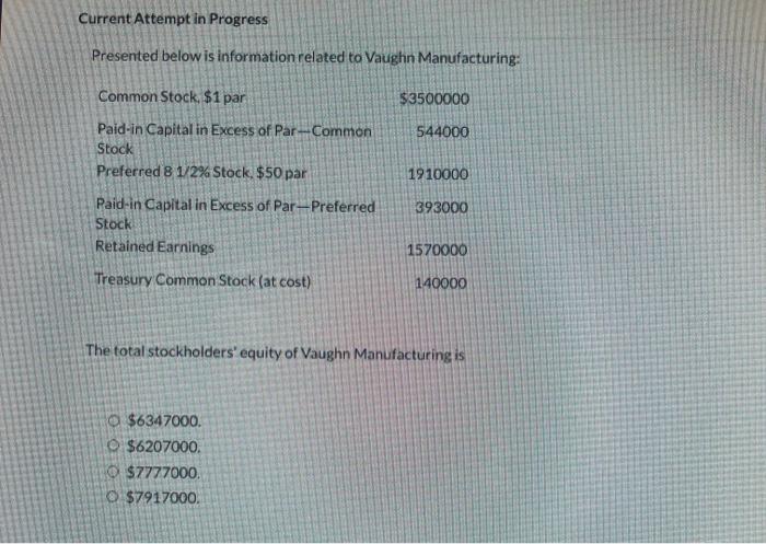  Current Attempt in Progress Presented below is information related to Vaughn