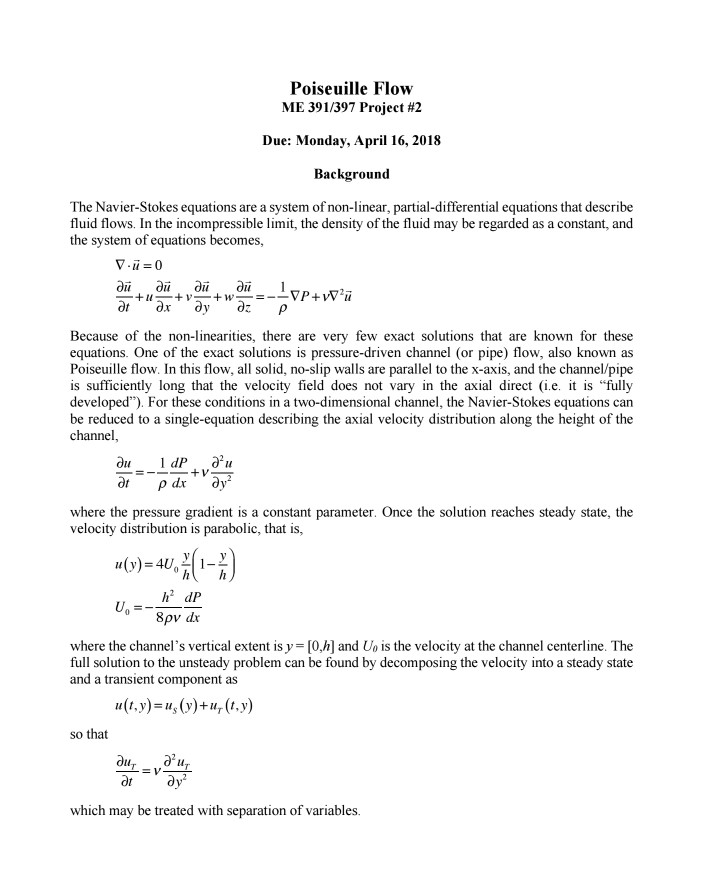 Poiseuille flow for p-, v-1, dP/dx--8, and h with initial conditions (0,y)-0,