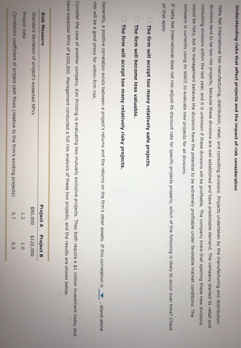  Understanding risks that affect projects and the impact of risk consideration