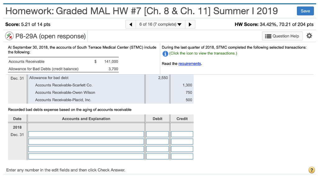  Homework: Graded MAL HW #7 [Ch. 8 & Ch. 11] Summer