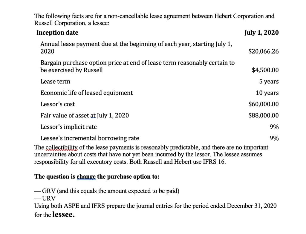 I NEED THE ANSWER FOR ASPE AND IFRS. DON'T COPY FROM OTHERS
