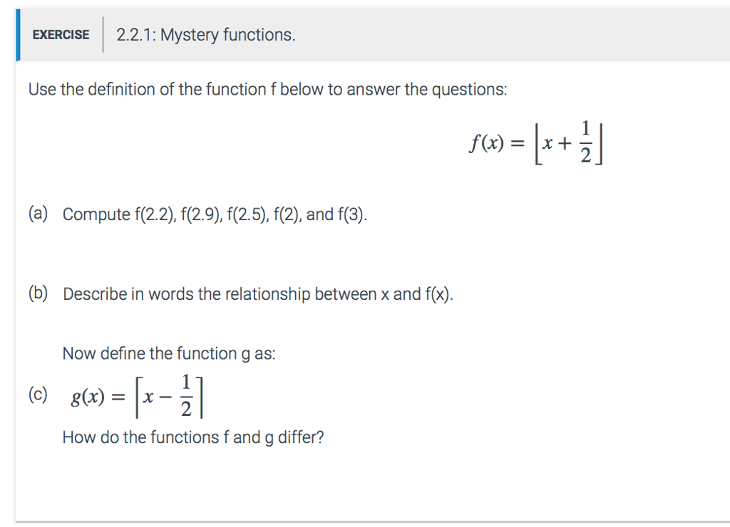 STRUCTURE) COURSE FOR COMPUTER SCIENCE** EXERCISE 2.1.3: Recognizing well-defined algebraic functions and