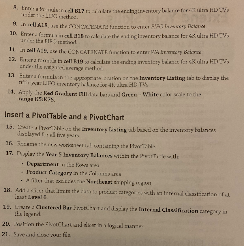 option. EA4-A2 Edit an Inventory Listing and Create a PivotTable for Electronic