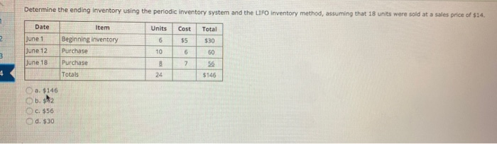  Determine the ending inventory using the periodic inventory system and the