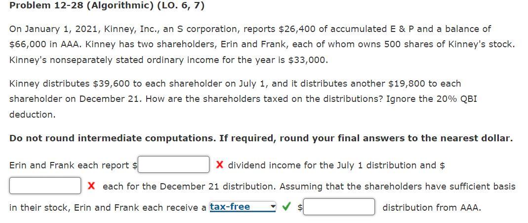  Problem 12-28 (Algorithmic) (LO. 6, 7) On January 1, 2021, Kinney,