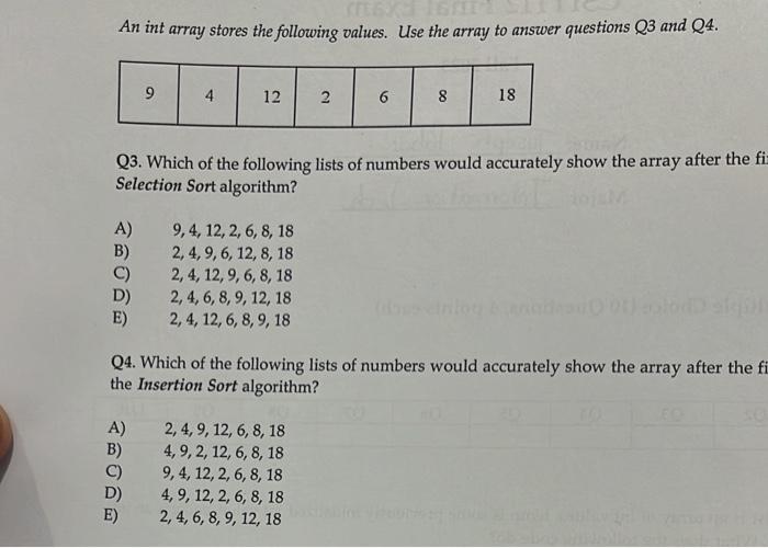  Help after the first pass through An int array stores the