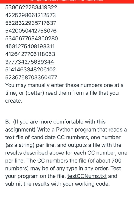 Python program that asks for a credit card number (input as a