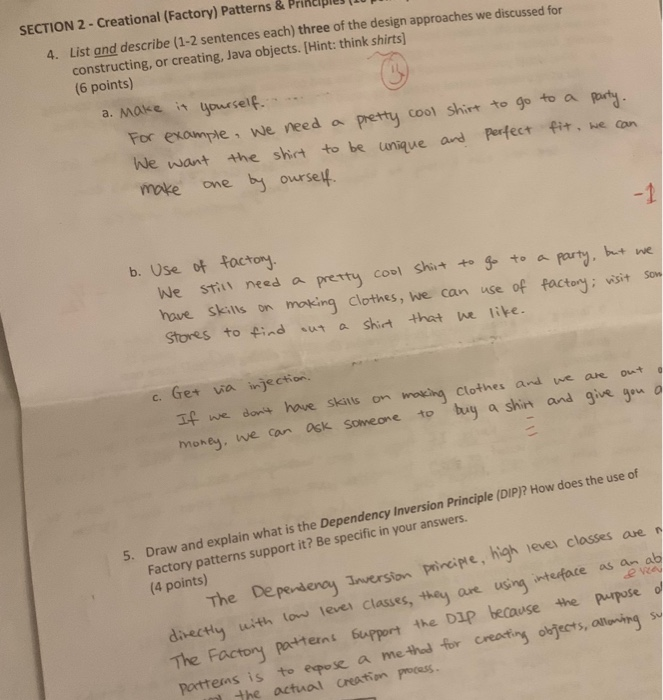 answer these question SECTION 2 - Creational (Factory) Patterns & Principles (10)
