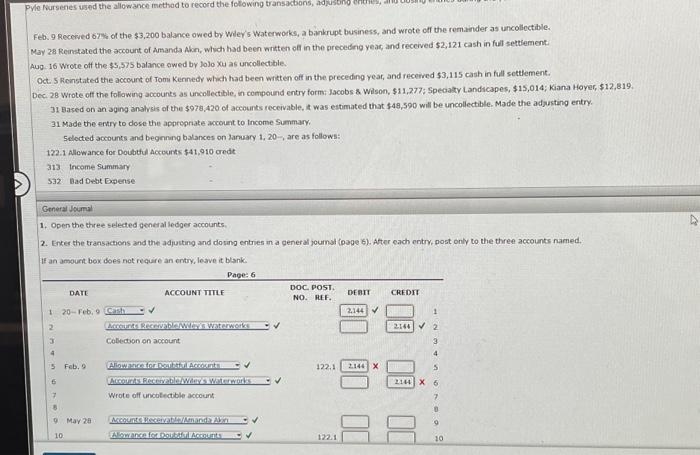 transactions and the adjusting and closing entries in a general journal (page