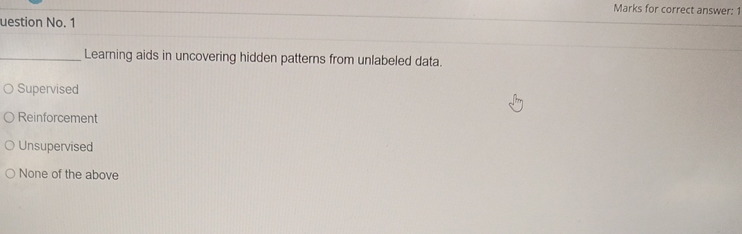  uestion No.1 Marks for correct answer: 1 q, Learning aids in