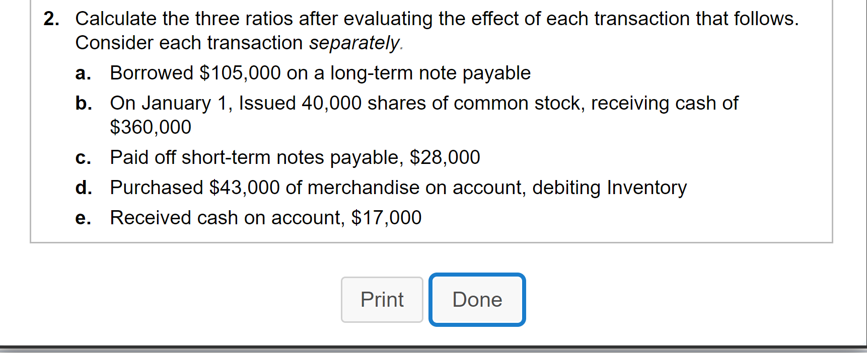 a. 2. Calculate the three ratios after evaluating the effect of