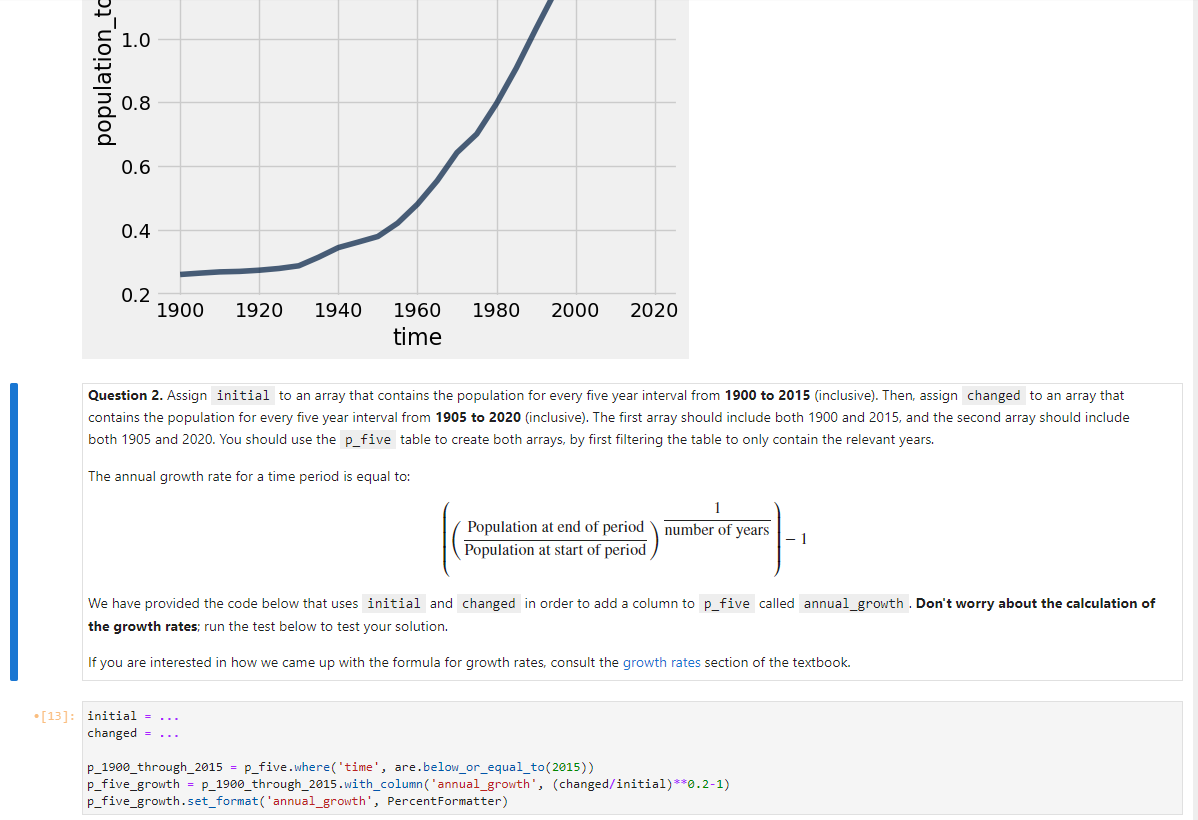 python help Question 2. Assign initial to an array that contains the