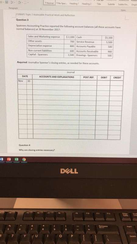 Styles OBAFE Topic 2 Assessable Practical Work and Reflection 2108AFE Financial Accounting