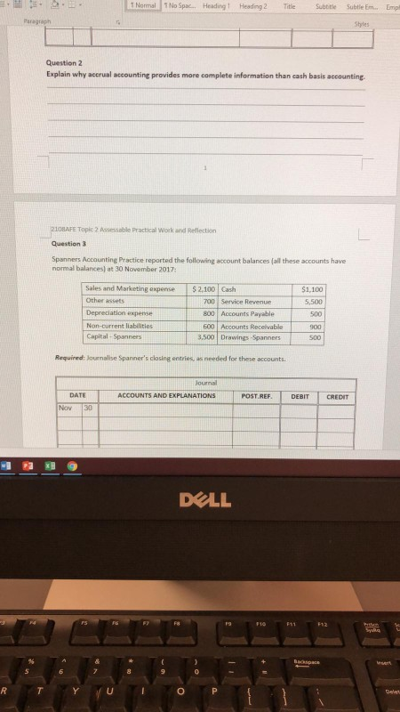 Assessable Practical Work and Reflection Topic 2-The Adjusting and Closing Process Question