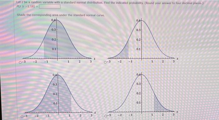  Letz be a random variable with a standard normal distribution. Find