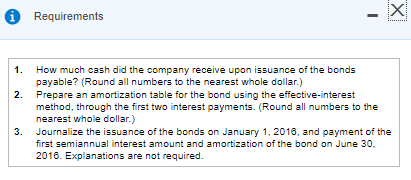 1, 2016?, when the market interest rate is 6?%, the company issues