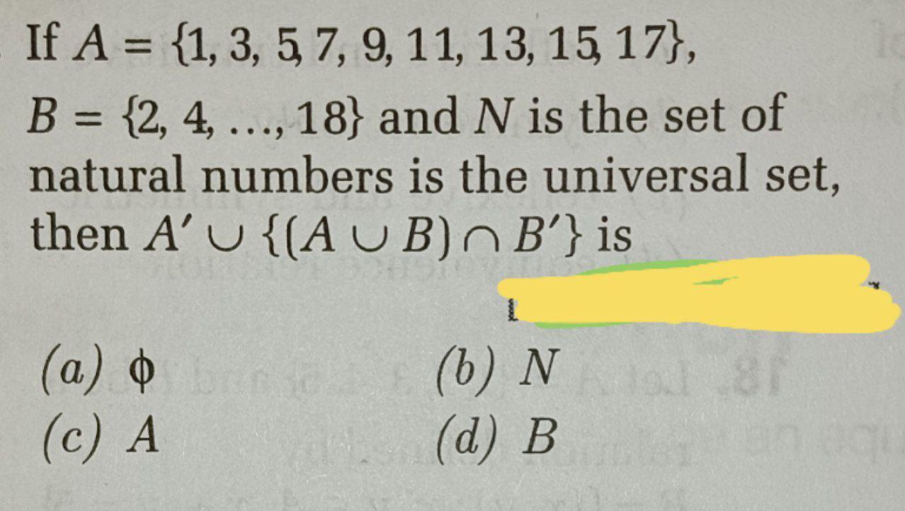Please be quick = If A = {1,3,5 7, 9, 11, 13,