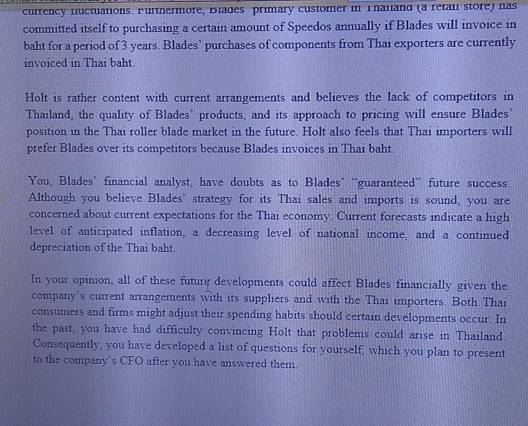 BLADES, INC. CASE Ben Holt, chief financial officer (CFO) of Blades, Inc.,