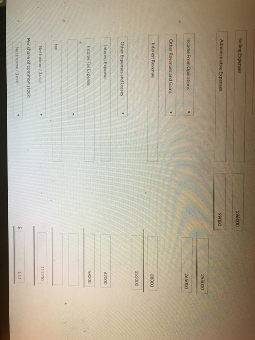 $42,000 Accumulated depreciation-equiipment $88,000 Interest revenue 30,000 Accumulated depreciation- buildings 53,000 Cash