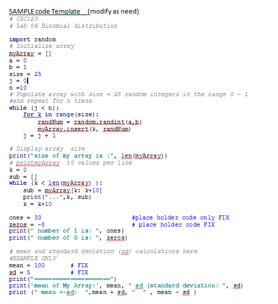 array(list) of size 50 randomly with only integers 0 and 1 2.