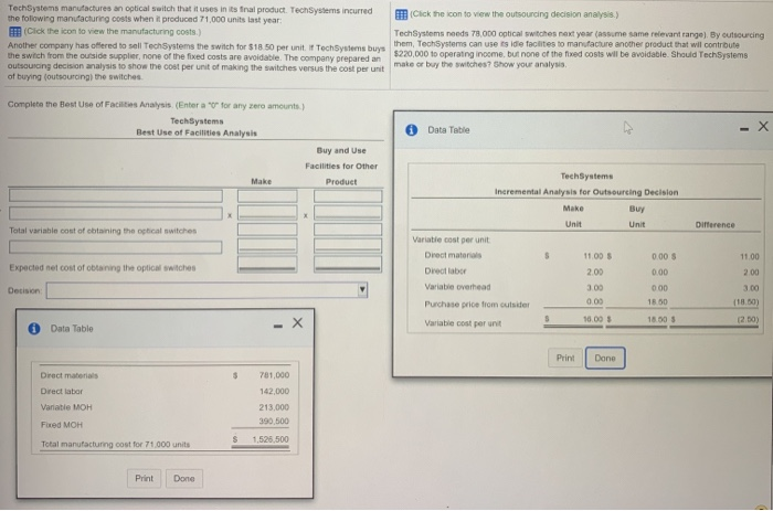  Tech Systems manufactures an optical switch that it uses in its
