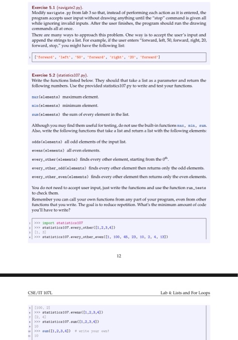  Exercise 5.1 (navigate2 py). Modify navigate-py from lab 3 so that,