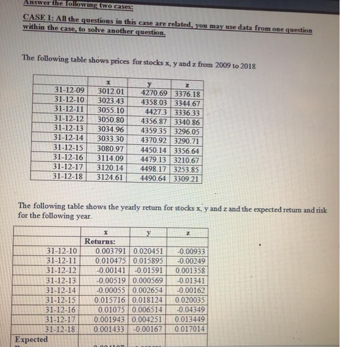  Answer the following two cases: CASE 1: All the questions in
