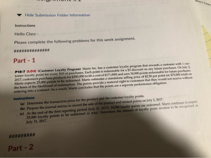  Hide Submission Folder Information Instructions Hello Class - Please complete the