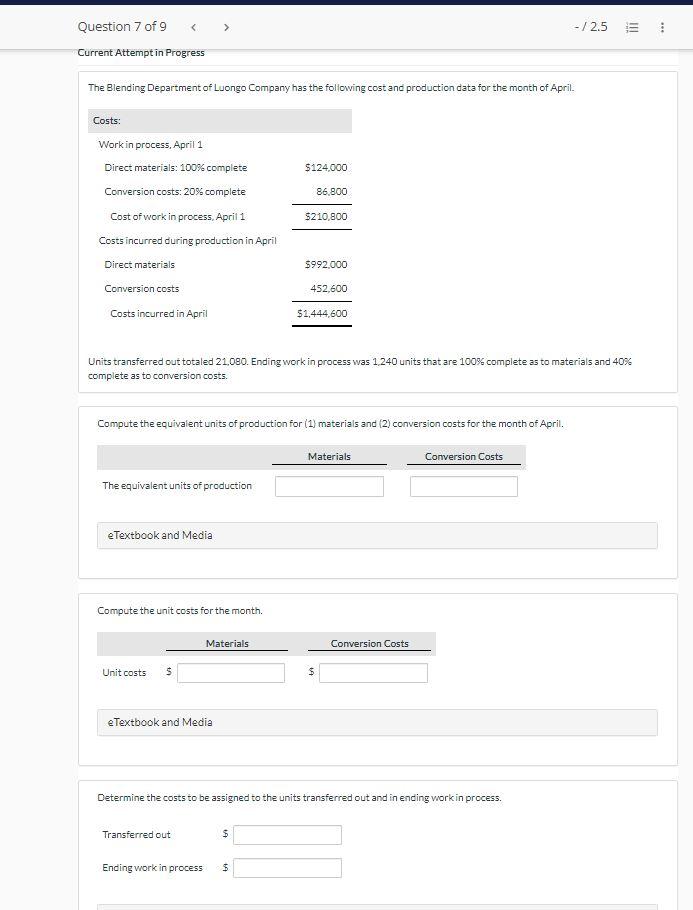 No lengthy explanations please! Answers only. Current Attempt in Progress The Blending