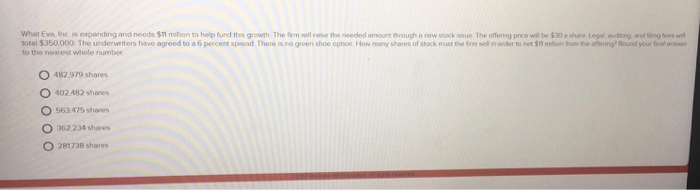  I need the solution step by step What Eva.Inc is expanding