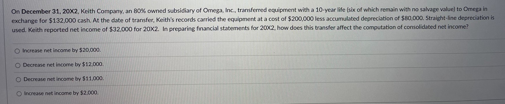  On December 31,202, Keith Company, an 80% owned subsidiary of Omega,