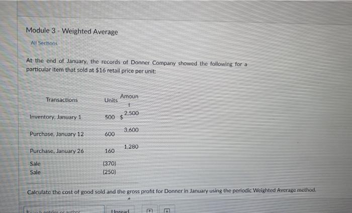  Module 3 - Weighted Average All Sections At the end of