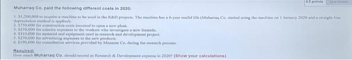 please solve it fast 45 pointe Muharraq Co, paid the following different