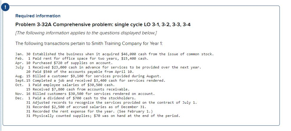  Required information Problem 3-32A Comprehensive problem: single cycle LO 3-1, 3-2,